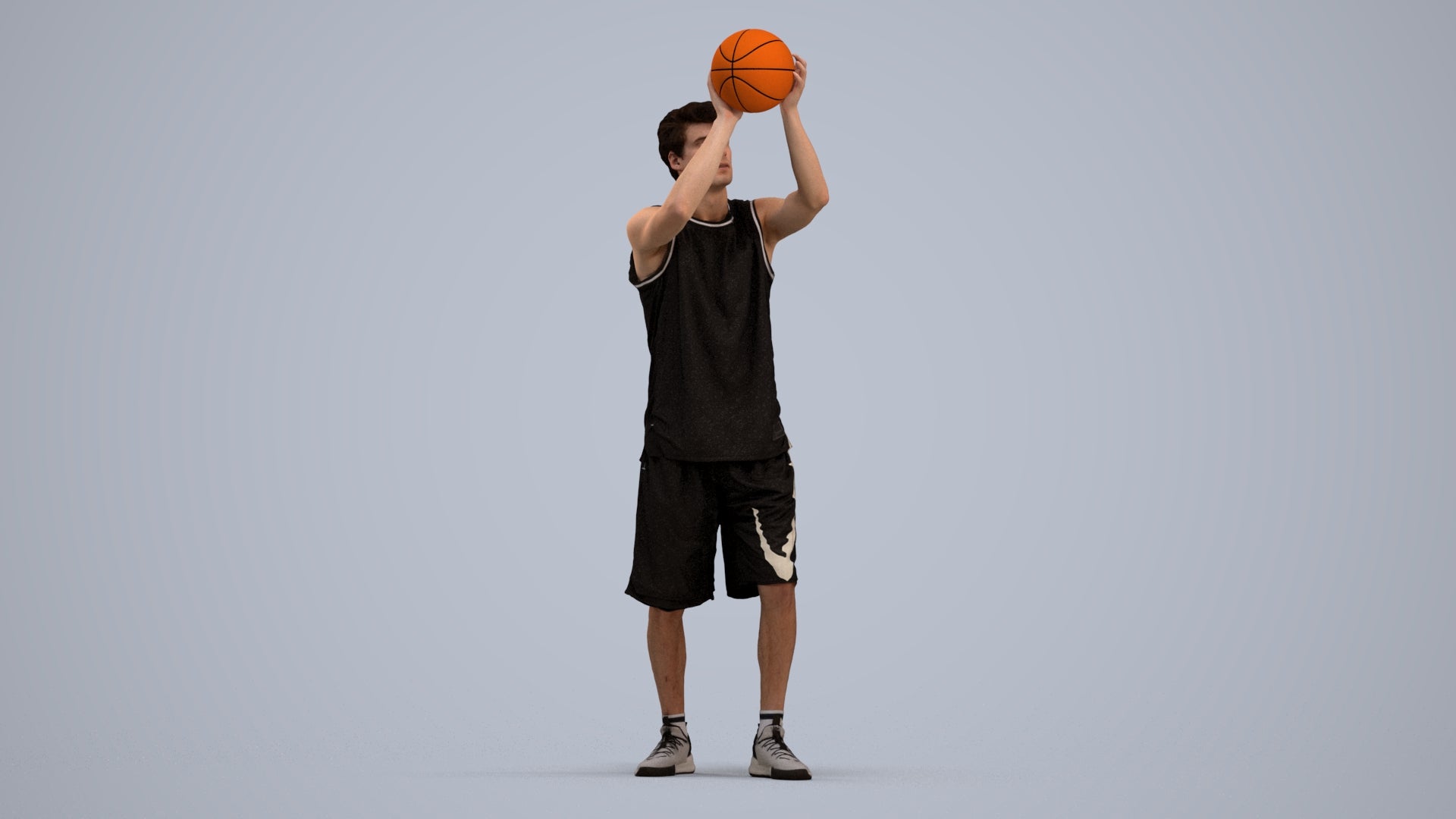 3D people model man sport, scanned human for 3ds Max rendering, standing pose render