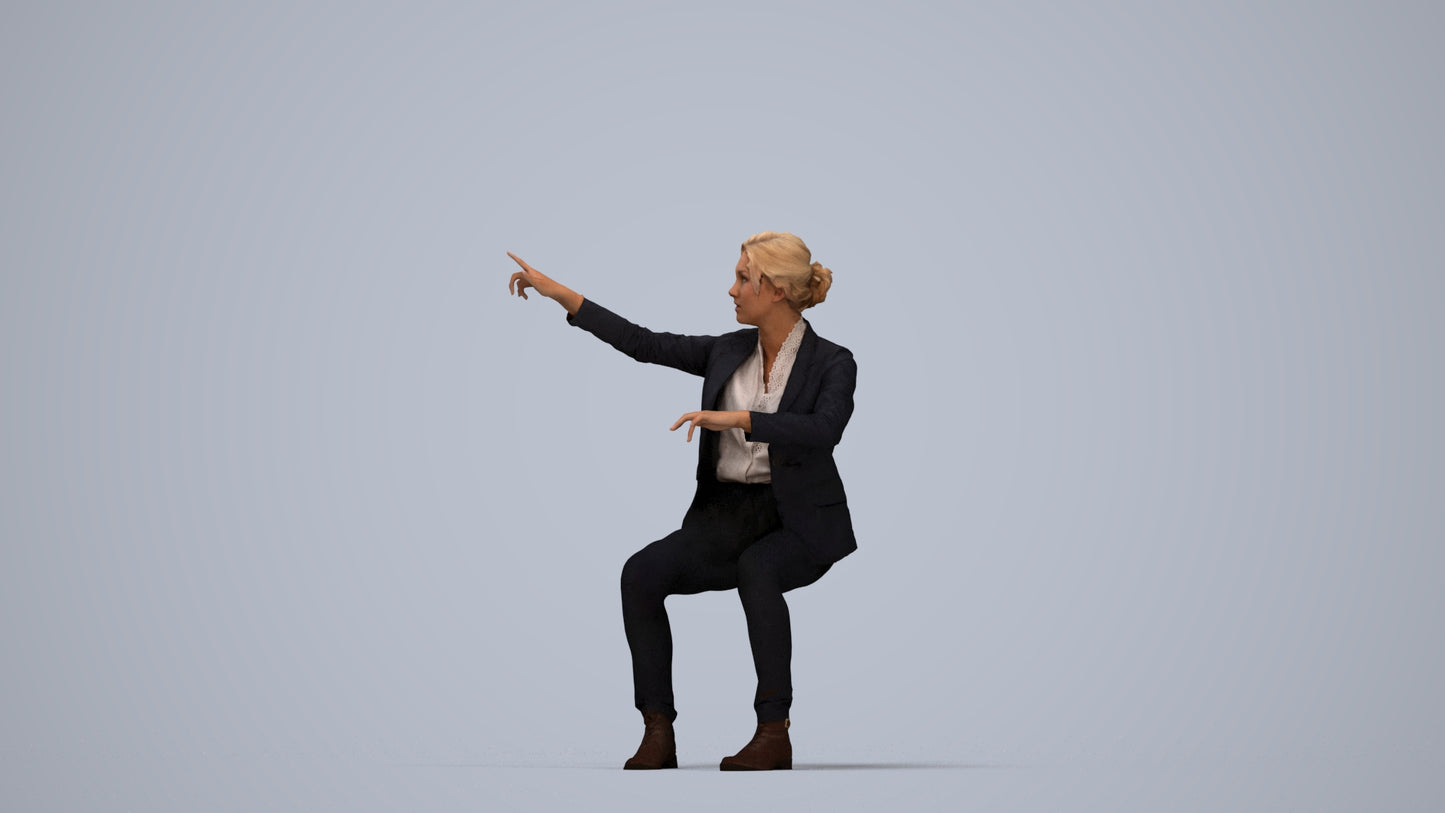 scanned 3D woman business mix, photogrammetry people for Enscape and V-Ray, top-down view render