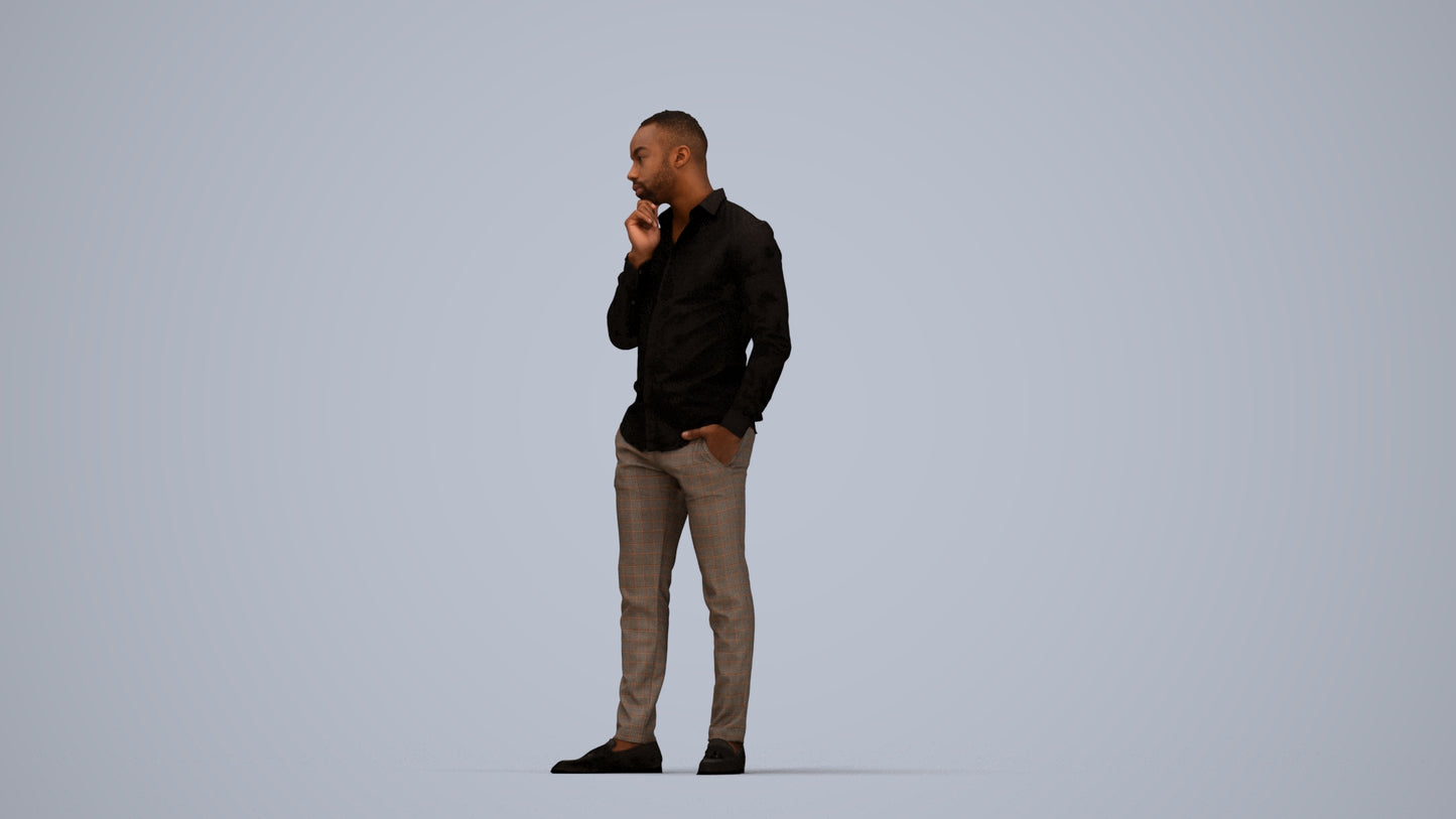 scanned 3D man business standing, photogrammetry people for Enscape and V-Ray, top-down view render