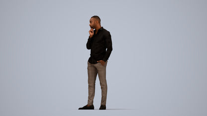 scanned 3D man business standing, photogrammetry people for Enscape and V-Ray, top-down view render