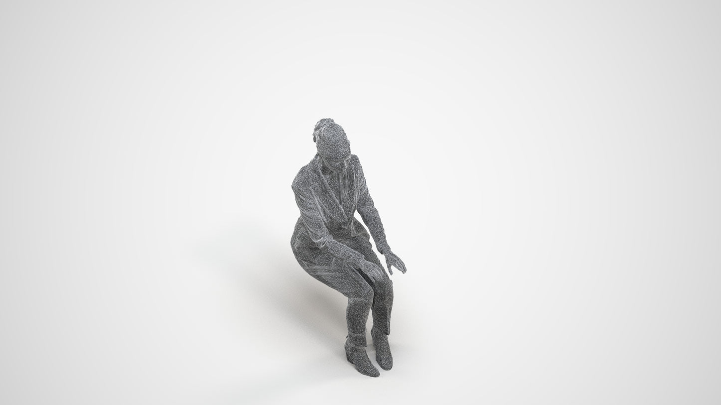 realistic 3D people woman business, render-ready for V-Ray and Corona, FBX OBJ, wireframe three-quarter view
