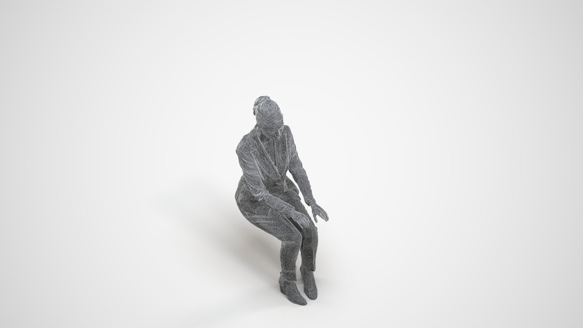 realistic 3D people woman business, render-ready for V-Ray and Corona, FBX OBJ, wireframe three-quarter view