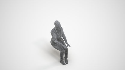 realistic 3D people woman business, render-ready for V-Ray and Corona, FBX OBJ, wireframe three-quarter view