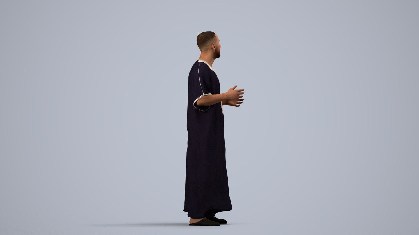realistic 3D human man standing, archviz people FBX OBJ for Blender, side view render