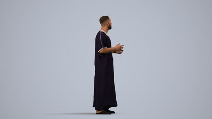 realistic 3D human man standing, archviz people FBX OBJ for Blender, side view render
