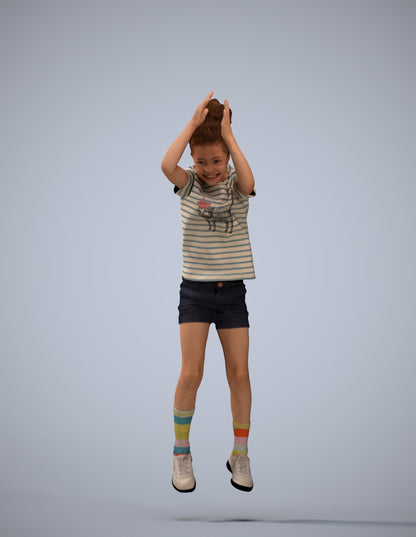 realistic 3D human girl casual kids, archviz people FBX OBJ for Blender