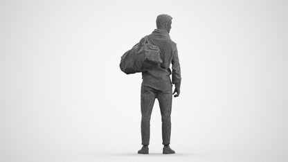 realistic 3D people man casual standing, render-ready for V-Ray and Corona, FBX OBJ, wireframe front view
