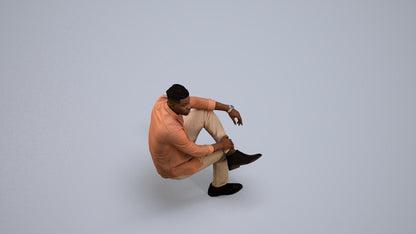 scanned 3D man casual sitting, photogrammetry people for Enscape and V-Ray, back view render