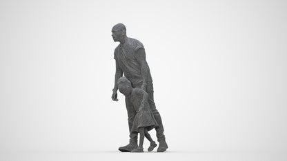 realistic 3D human girl casual kids, archviz people FBX OBJ for Blender, wireframe back view