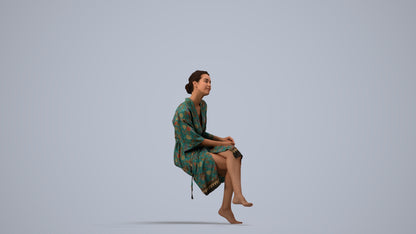 3D scanned woman bathroom, photorealistic archviz people for Enscape and SketchUp, side view render