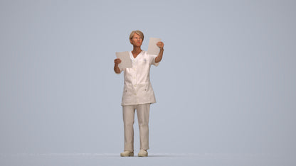 scanned 3D senior woman medical, photogrammetry people for Enscape and V-Ray, top-down view render
