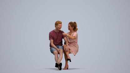 scanned 3D woman casual couple, photogrammetry people for Enscape and V-Ray, standing pose render