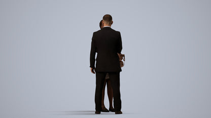 realistic 3D people man business, render-ready for V-Ray and Corona, FBX OBJ, side view render