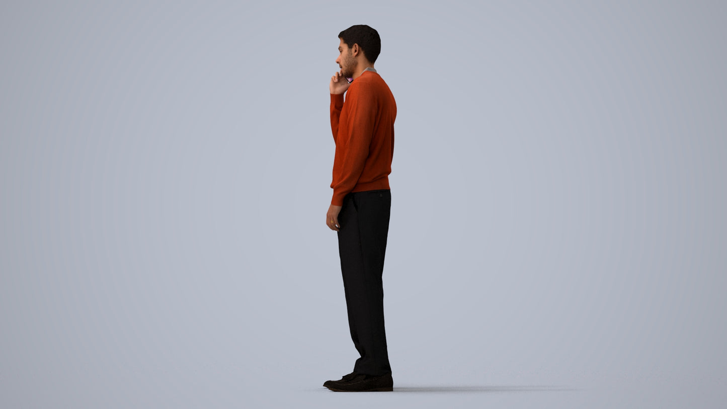 realistic 3D people man casual standing, render-ready for V-Ray and Corona, FBX OBJ, three-quarter view render