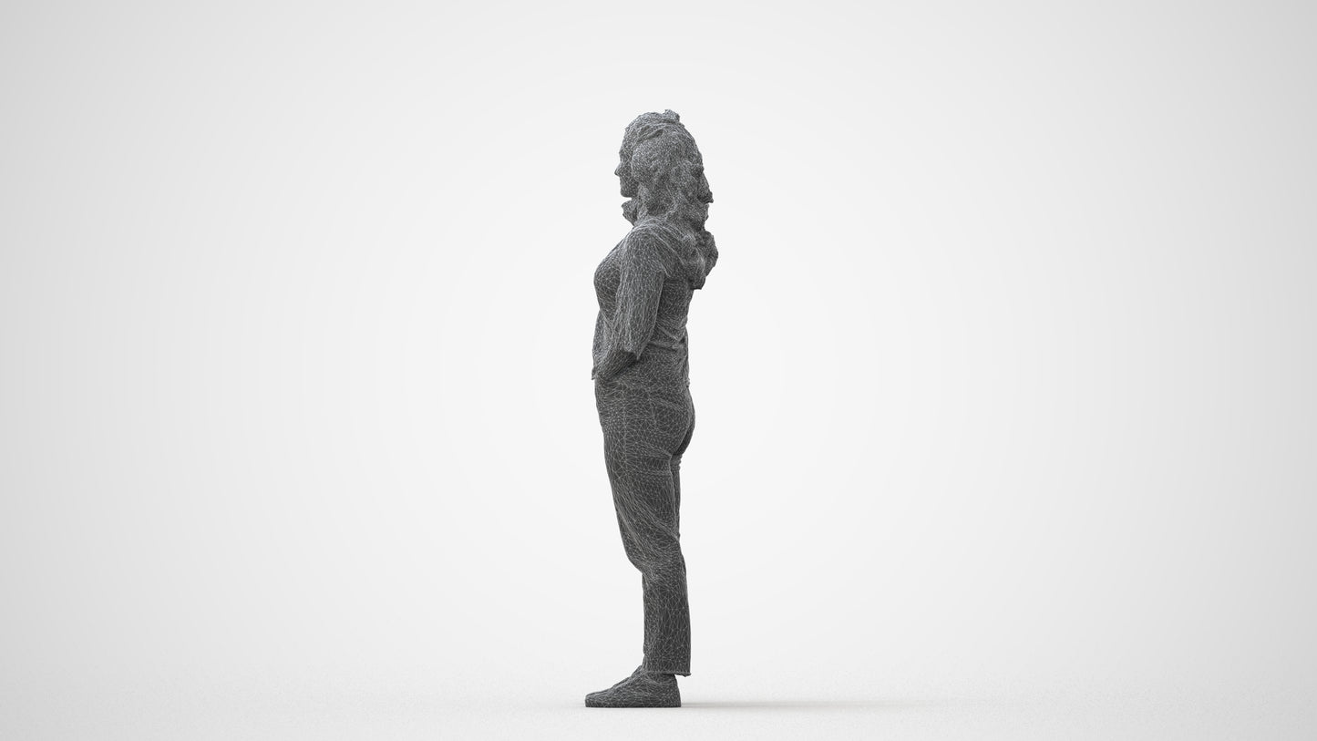 photogrammetry 3D woman casual standing, realistic human model archviz FBX, square thumbnail