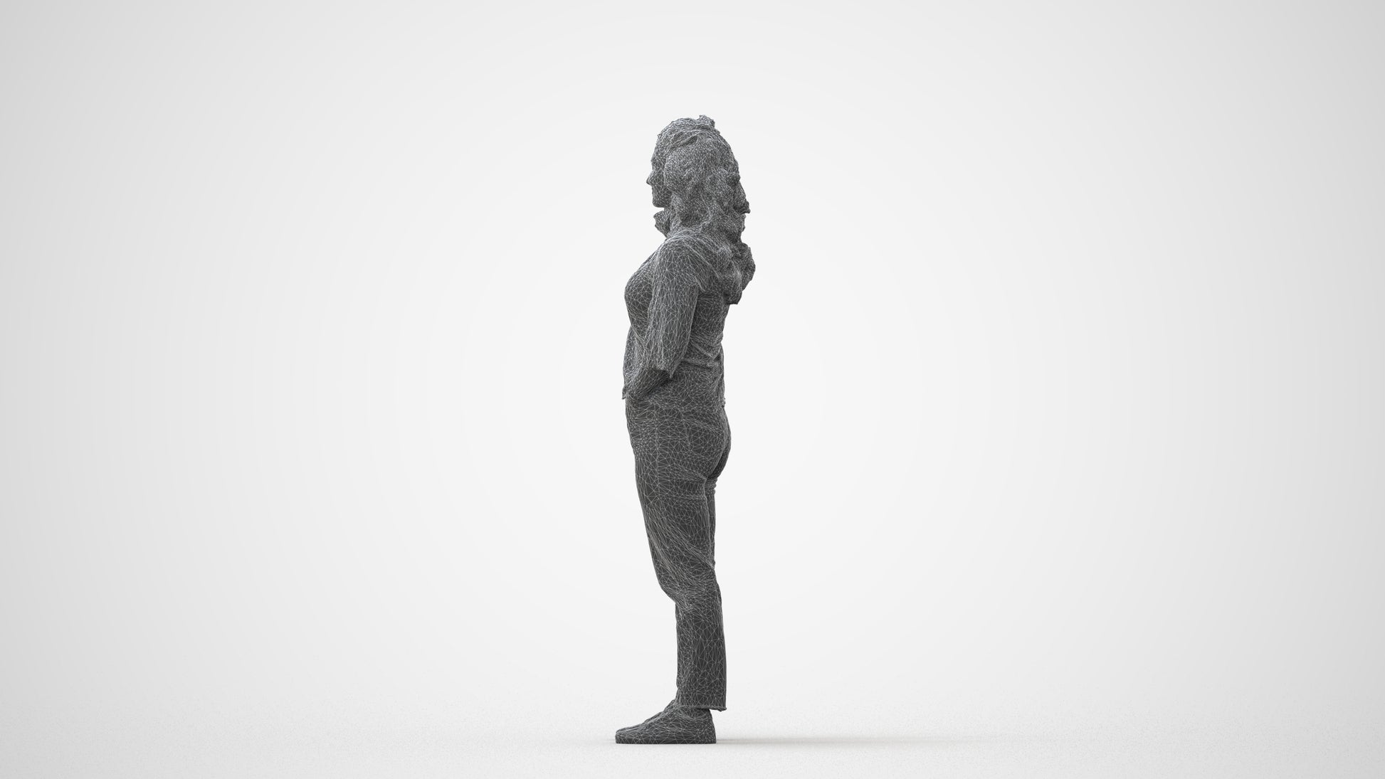 photogrammetry 3D woman casual standing, realistic human model archviz FBX, square thumbnail