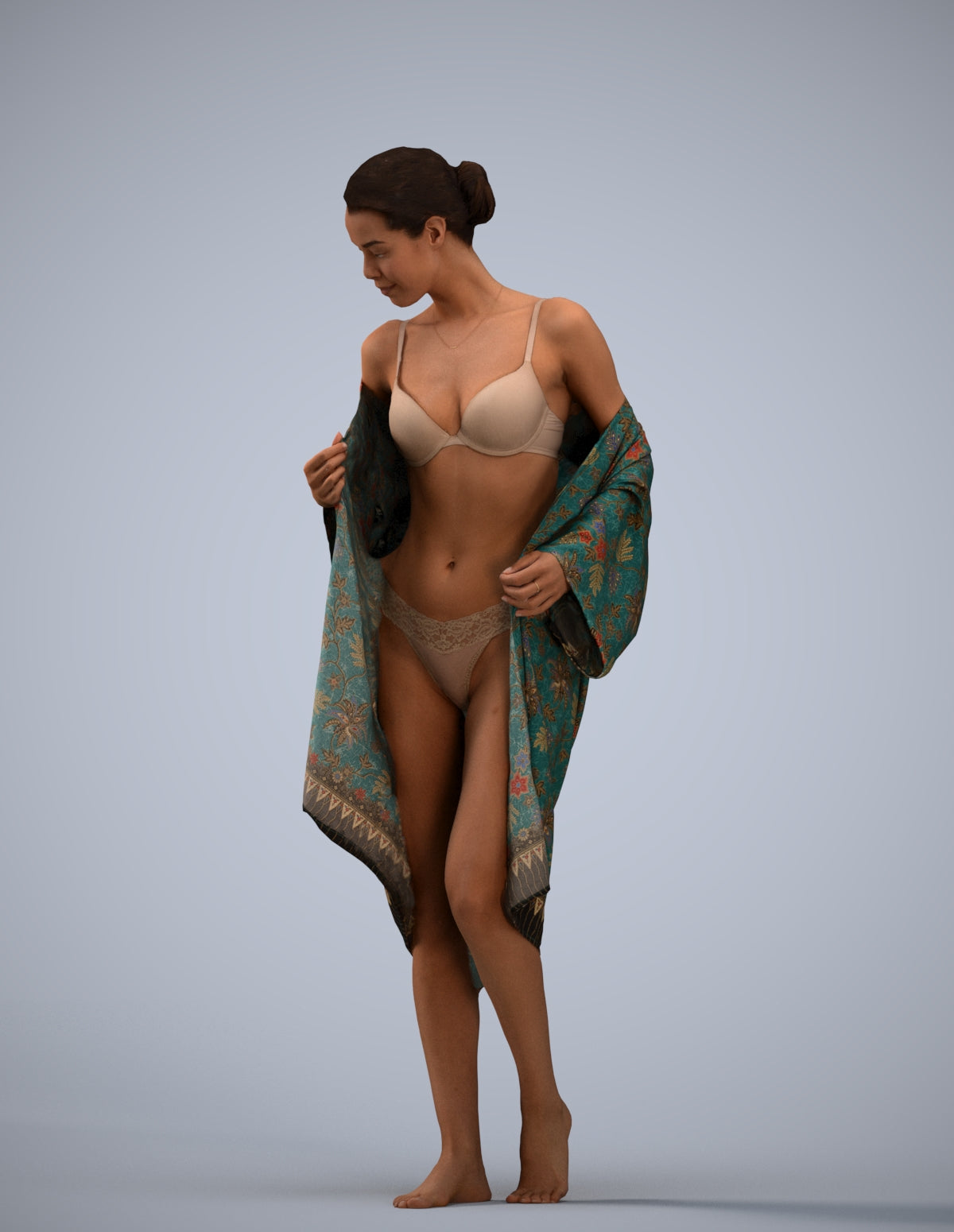 photogrammetry 3D woman bathroom, realistic human model archviz FBX