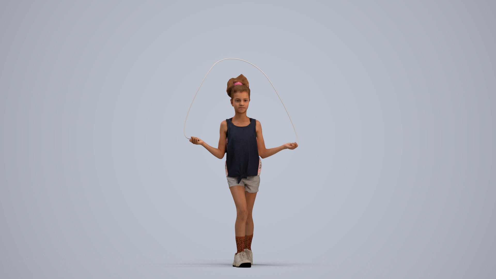 scanned 3D girl sport kids, photogrammetry people for Enscape and V-Ray, standing pose render