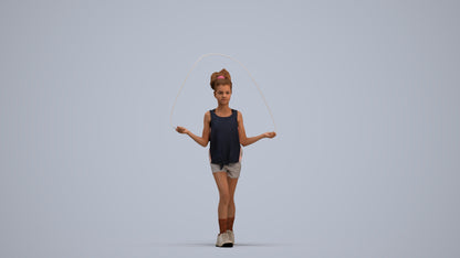 scanned 3D girl sport kids, photogrammetry people for Enscape and V-Ray, standing pose render