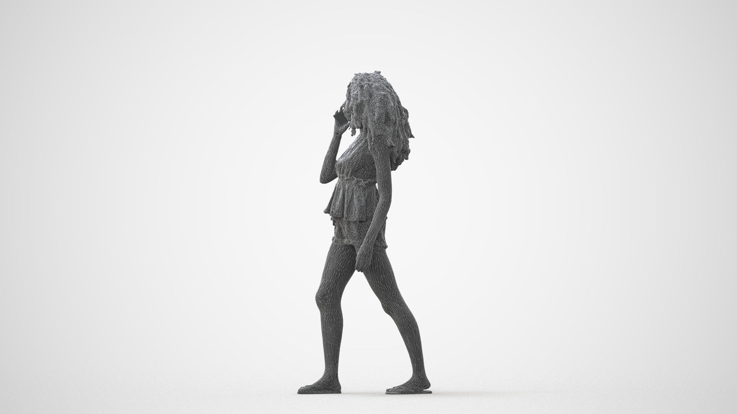 3D scanned woman walking casual, photorealistic archviz people for Enscape and SketchUp, square thumbnail