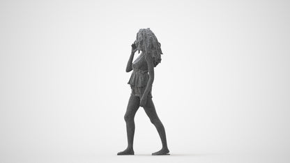 3D scanned woman walking casual, photorealistic archviz people for Enscape and SketchUp, square thumbnail