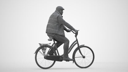 3D people model man casual cycling, scanned human for 3ds Max rendering, wireframe side view