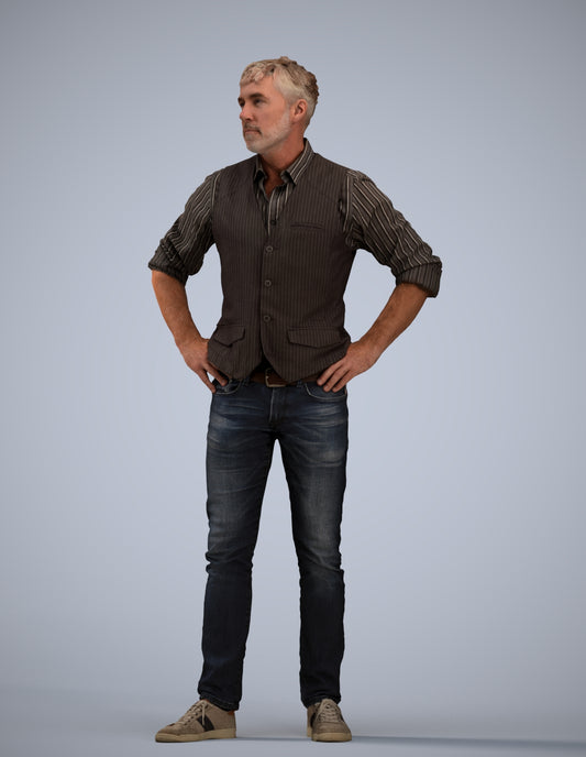 realistic 3D man casual standing, scanned archviz people for Blender and 3ds Max