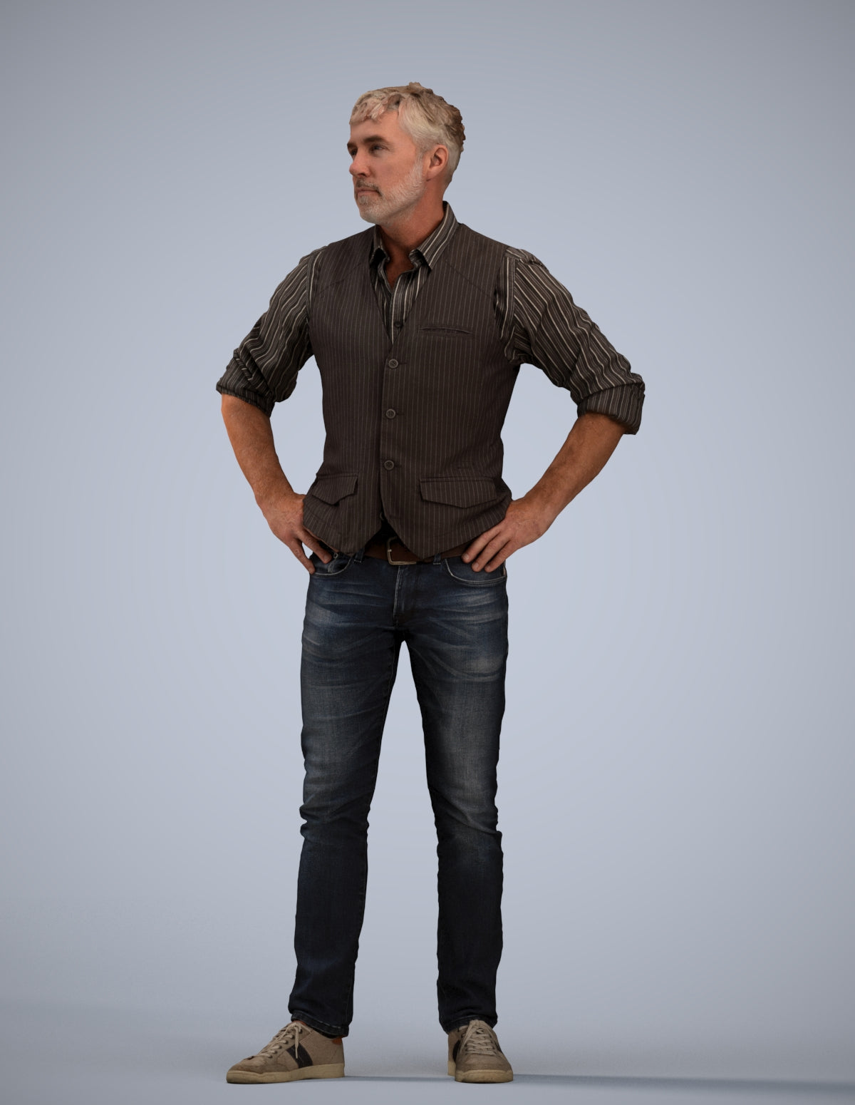 realistic 3D man casual standing, scanned archviz people for Blender and 3ds Max