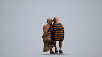 realistic 3D senior woman couple, scanned archviz people for Blender and 3ds Max, front view render