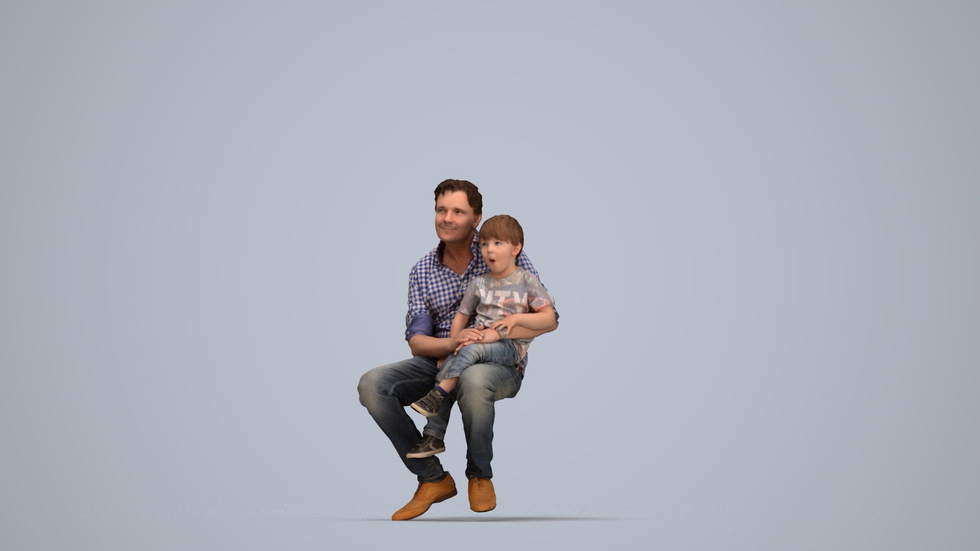 3D people model boy casual kids, scanned human for 3ds Max rendering, top-down view render