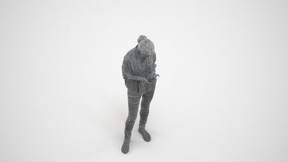 realistic 3D people woman casual standing, render-ready for V-Ray and Corona, FBX OBJ, wireframe three-quarter view