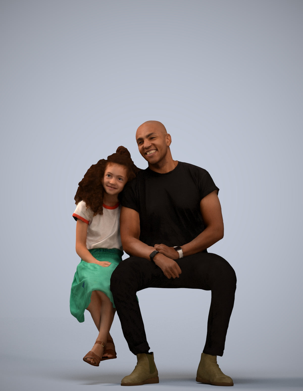 3D scanned girl kids casual, photorealistic archviz people for Enscape and SketchUp