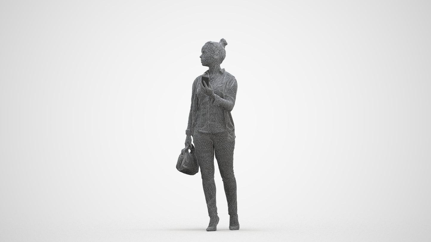 realistic 3D people woman business walking, render-ready for V-Ray and Corona, FBX OBJ, three-quarter front view render