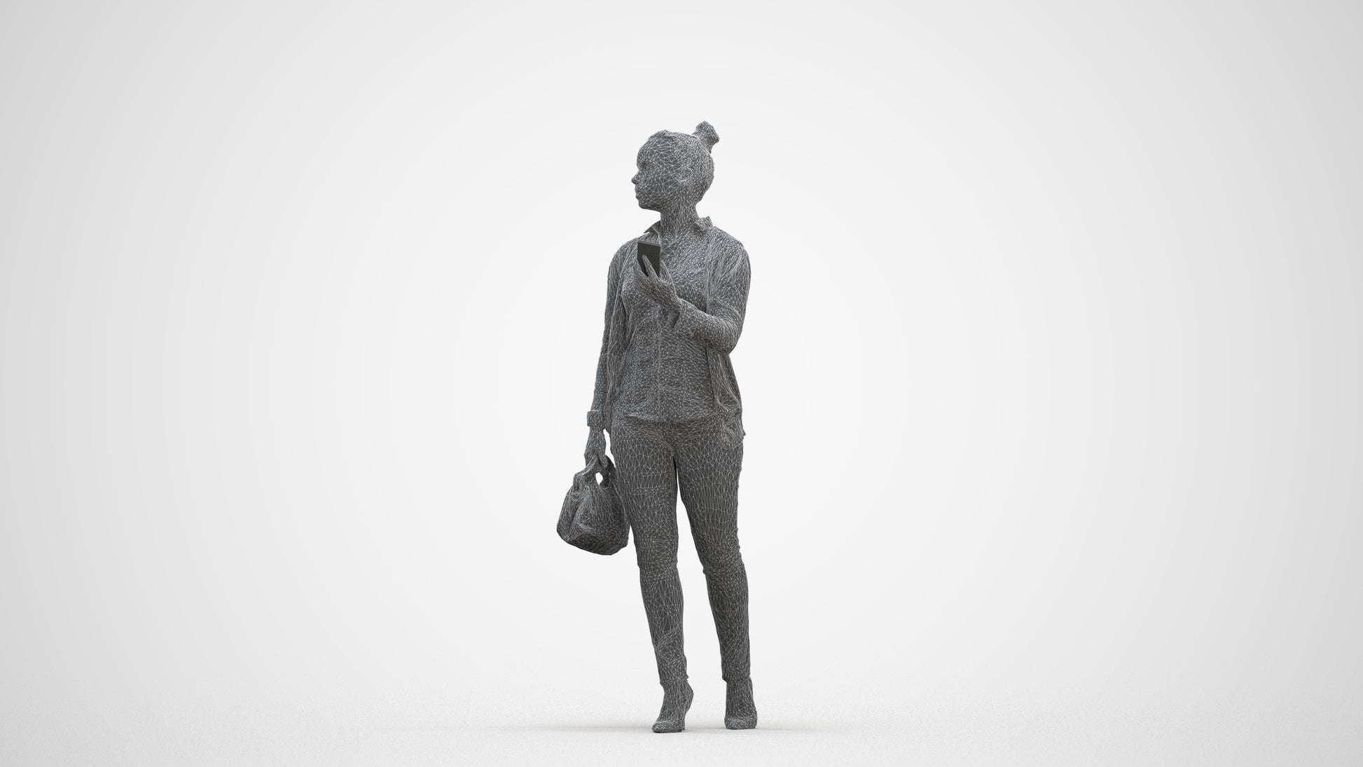 realistic 3D people woman business walking, render-ready for V-Ray and Corona, FBX OBJ, three-quarter front view render