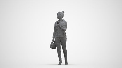 realistic 3D people woman business walking, render-ready for V-Ray and Corona, FBX OBJ, three-quarter front view render