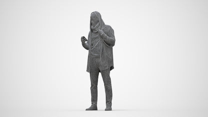 realistic 3D man casual standing, scanned archviz people for Blender and 3ds Max, wireframe back view