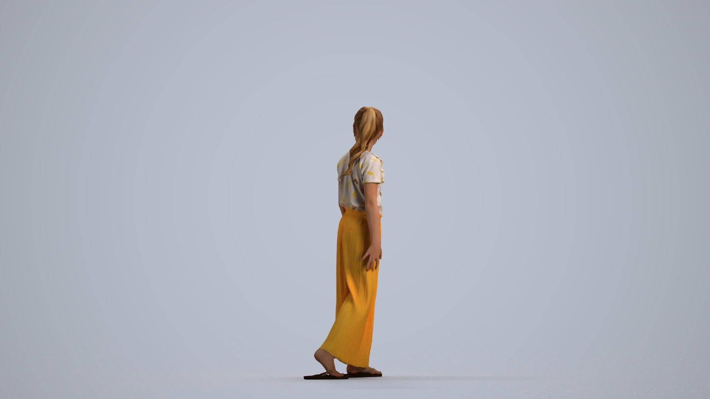 3D people model girl casual kids, scanned human for 3ds Max rendering, front view render