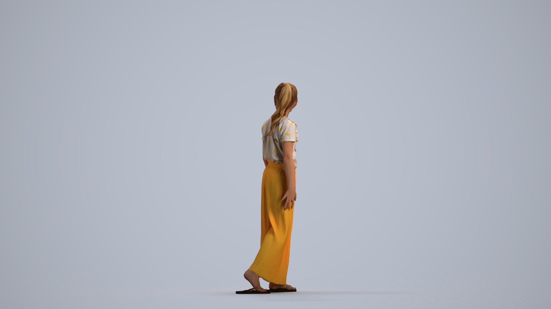3D people model girl casual kids, scanned human for 3ds Max rendering, front view render