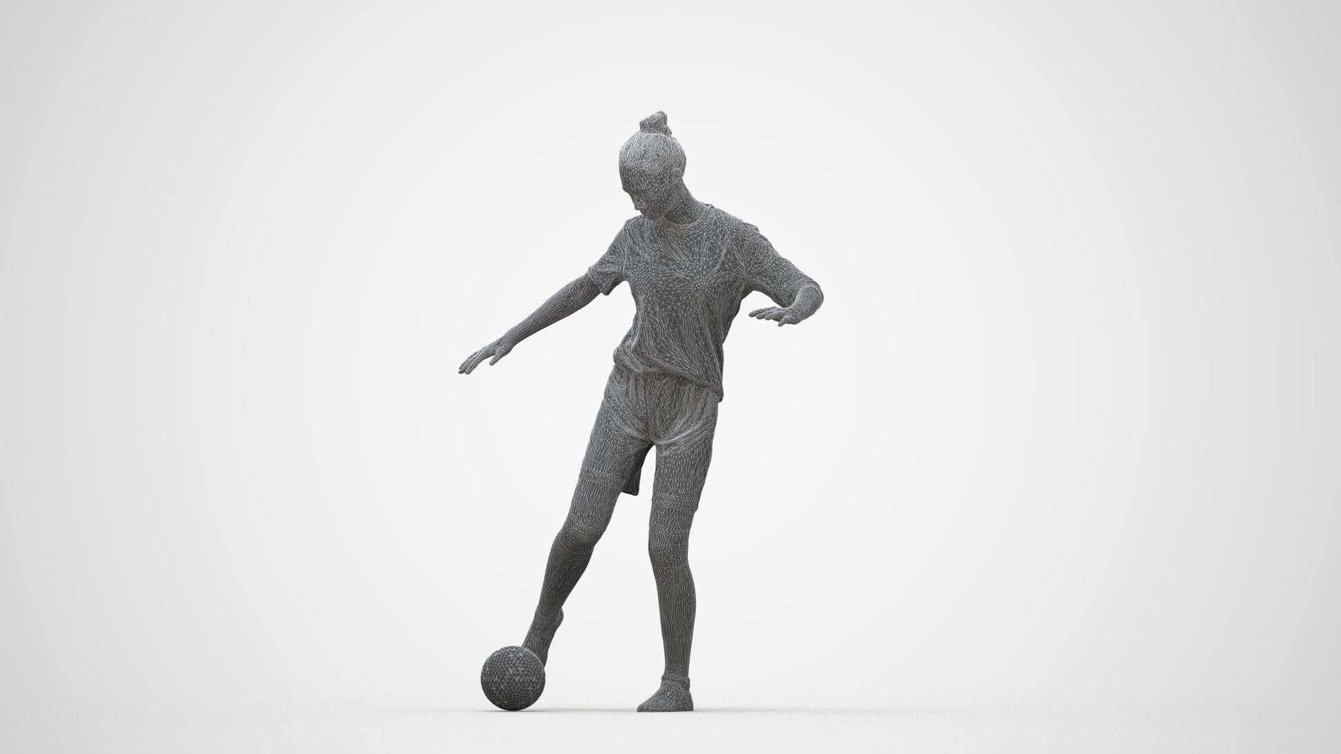 realistic 3D girl sport, scanned archviz people for Blender and 3ds Max, wireframe back view
