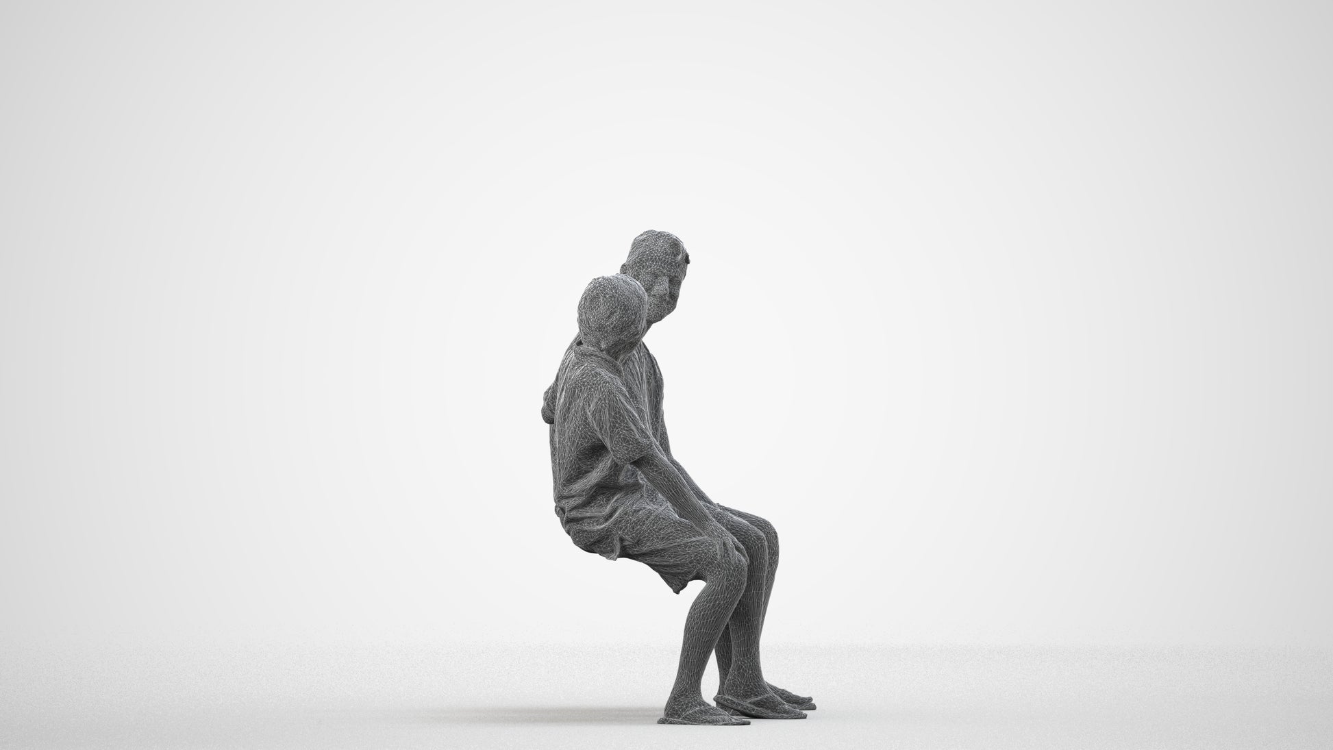 photogrammetry 3D boy kids, realistic human model archviz FBX, wireframe side view