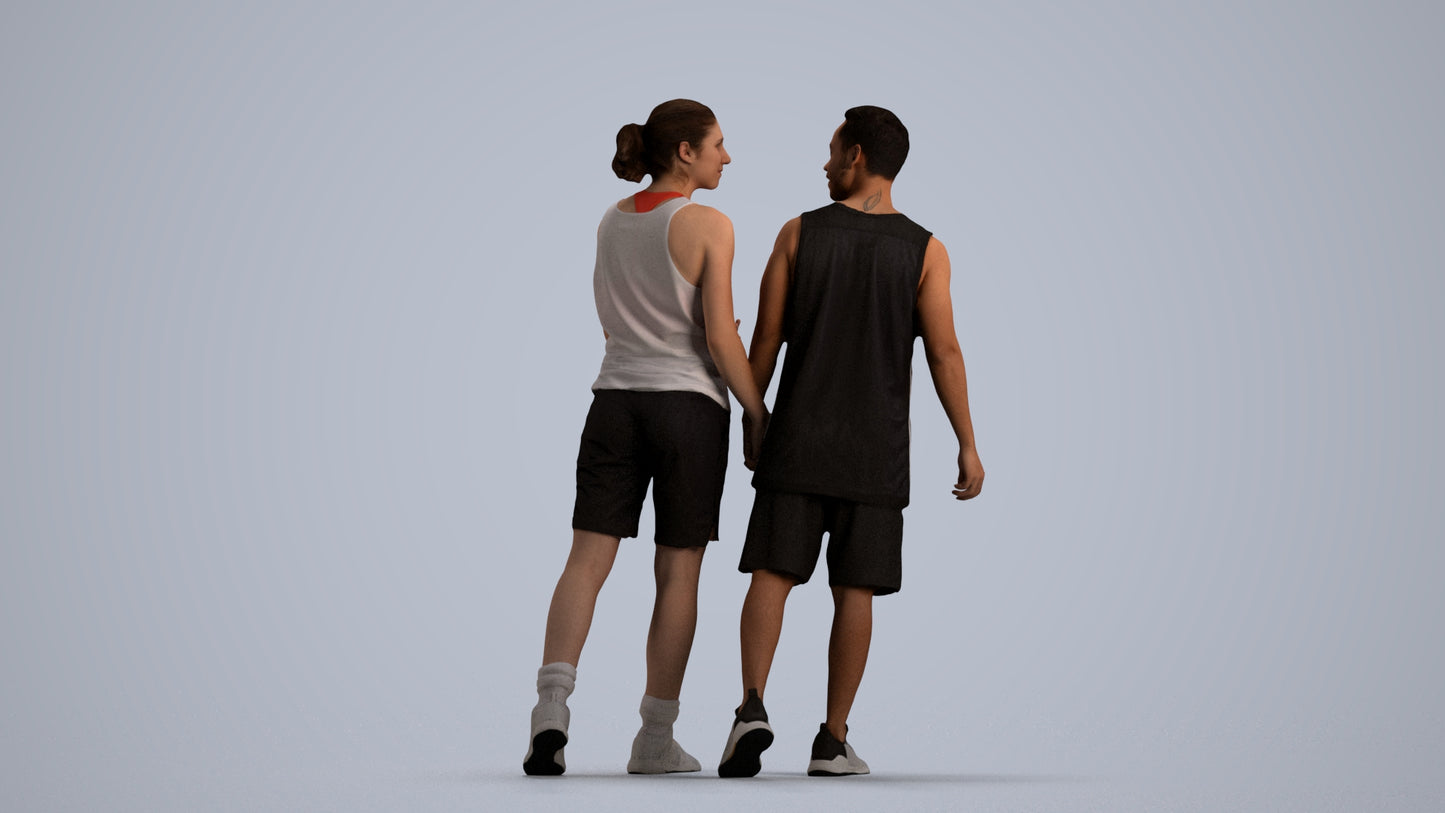 3D human model woman sport, photogrammetry scanned person for archviz, front view render