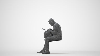 realistic 3D people senior man casual sitting, render-ready for V-Ray and Corona, FBX OBJ, square thumbnail