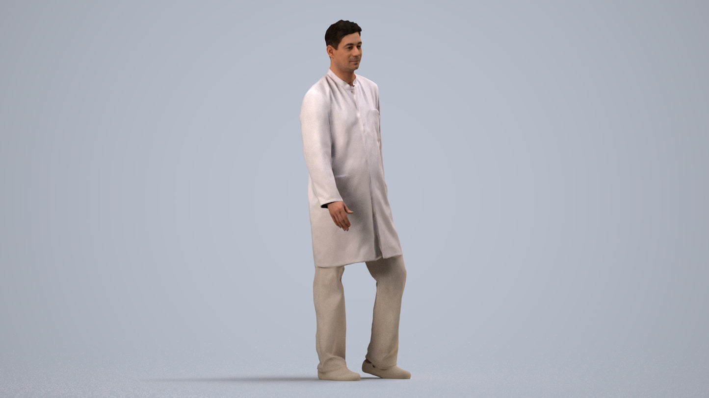 3D people model man medical, scanned human for 3ds Max rendering, side view render