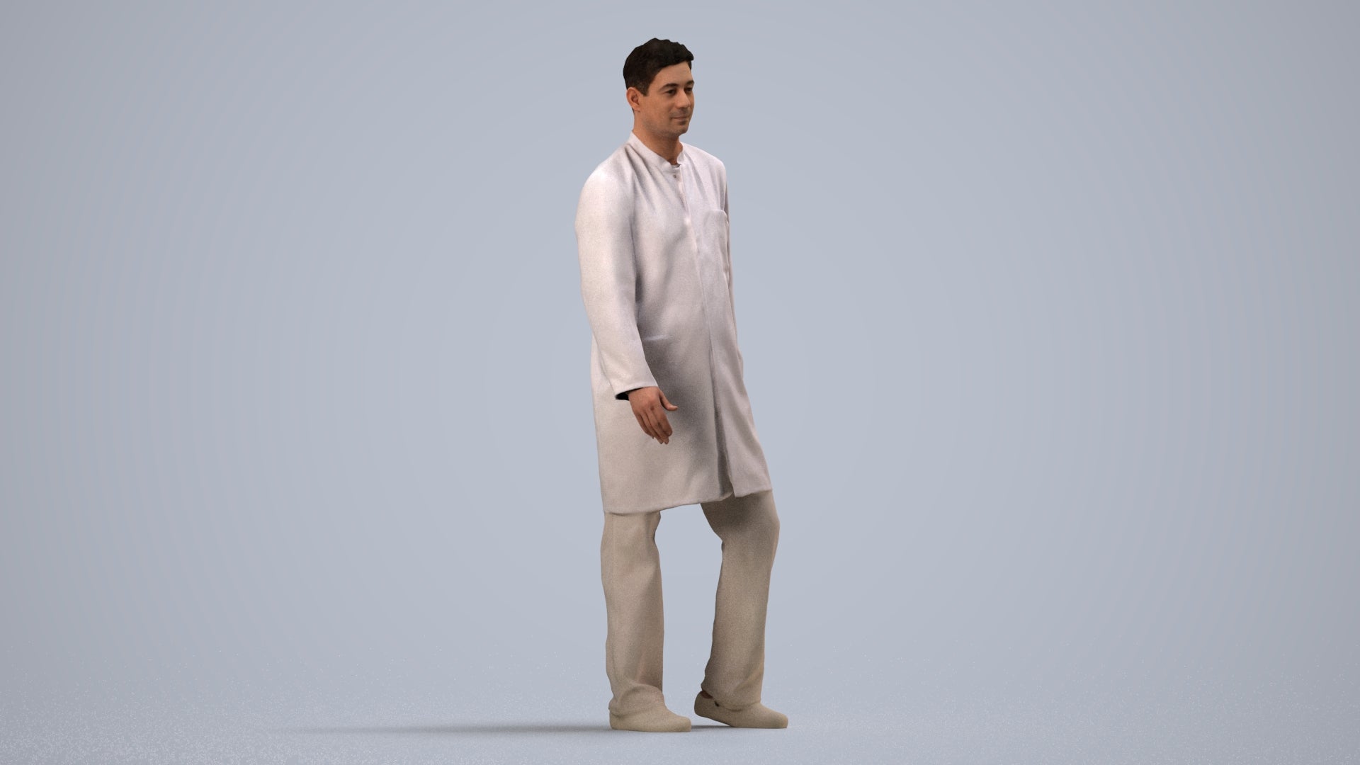 3D people model man medical, scanned human for 3ds Max rendering, side view render