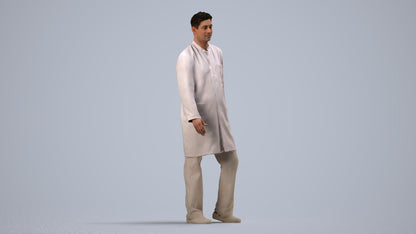 3D people model man medical, scanned human for 3ds Max rendering, side view render