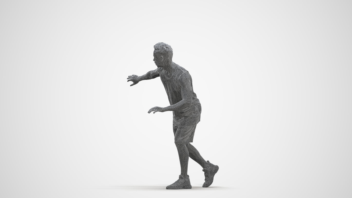 3D people model man sport, scanned human for 3ds Max rendering, three-quarter front view render