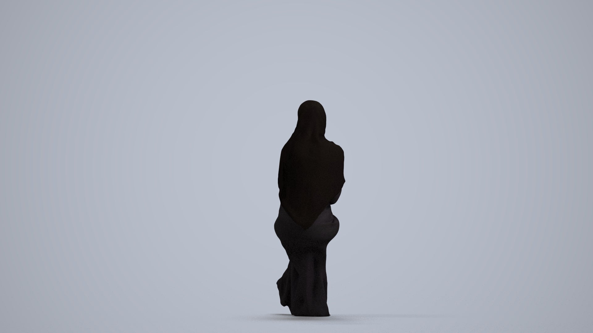 realistic 3D woman sitting, scanned archviz people for Blender and 3ds Max, front view render