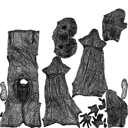 3D scanned man business, photorealistic archviz people for Enscape and SketchUp, wireframe top-down view