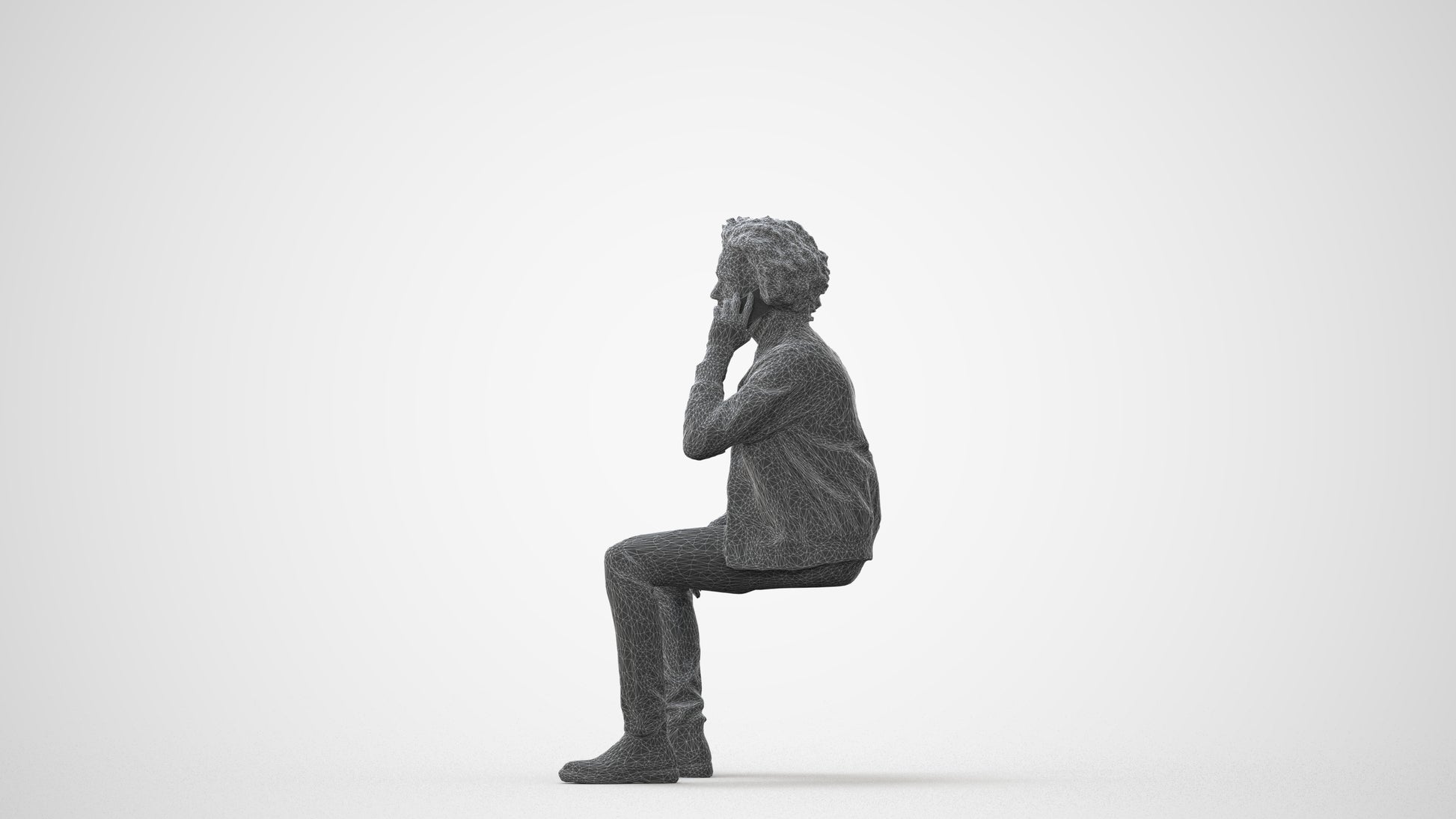 3D people model man casual sitting, scanned human for 3ds Max rendering, square thumbnail
