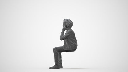3D people model man casual sitting, scanned human for 3ds Max rendering, square thumbnail